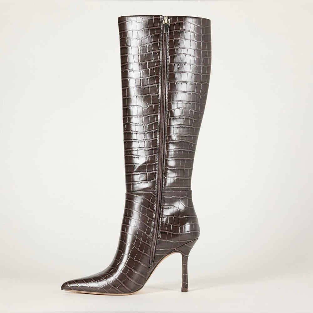 The Drop Women's Gemini Tall Heeled Chocolate Croc - Picture 2 of 13